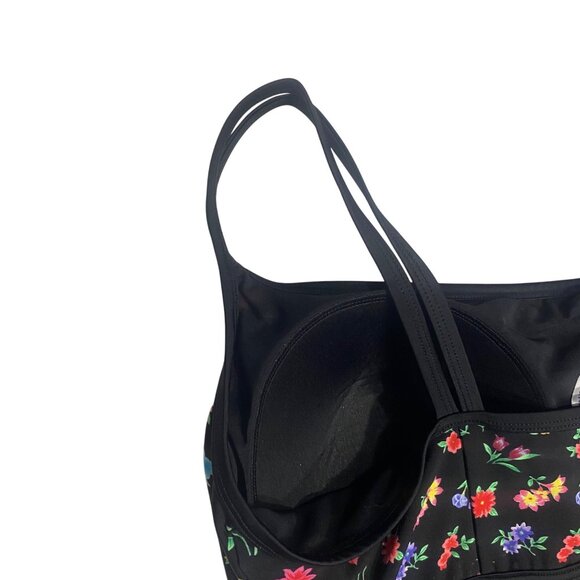 St. Johns Bay Black Floral Tankini Swim Suit Size 24W One Piece Plus Size Skirt - Picture 7 of 12